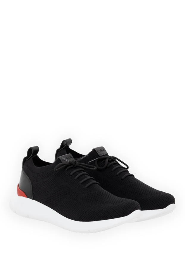 Isaia кроссовки мужские черные из хлопка 185663 - фото 3