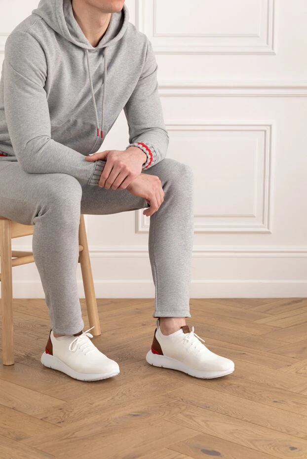 Isaia кроссовки мужские белые из хлопка 185664 - фото 3