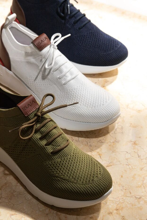 Isaia кроссовки мужские белые из хлопка 185664 - фото 2