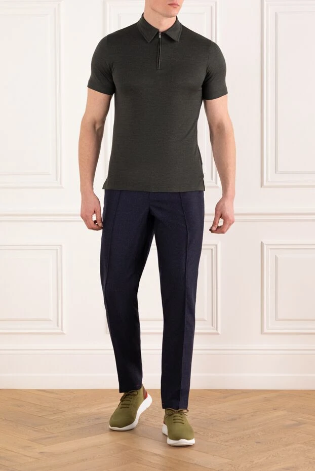 Isaia синие брюки drawstring на завязках мужские шерстяные 185665 - фото 2