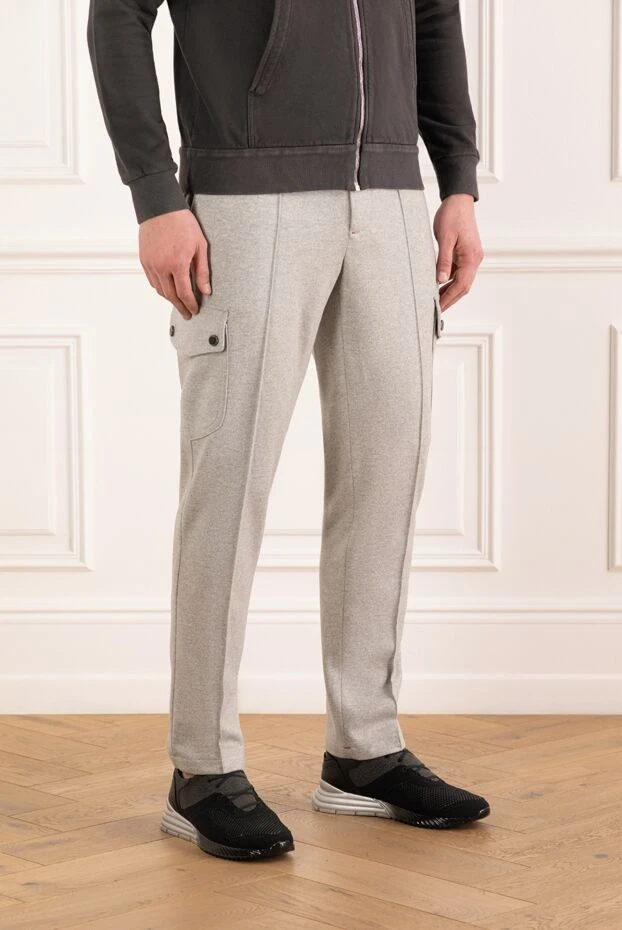 Isaia брюки-карго с завязками из шерсти и кашемира бежевые 185666 - фото 3