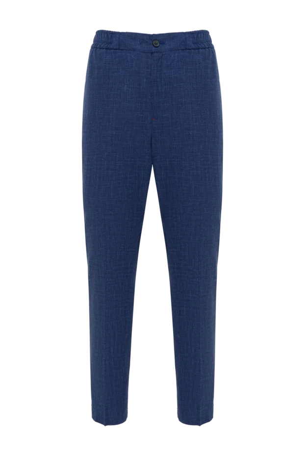 Men's blue trousers made of wool, silk and linen - photo 1
