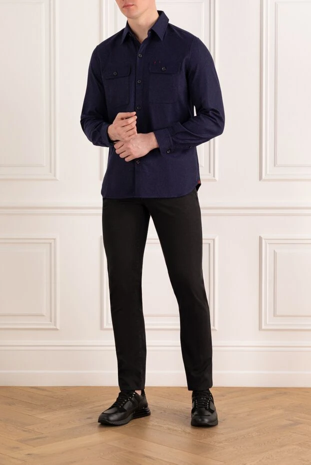 Isaia men's blue wool and cashmere jacket-shirt 185673 - photo 2