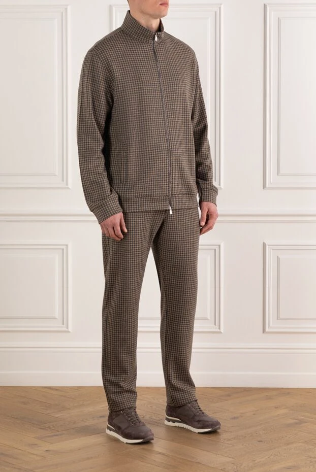 Isaia костюм прогулочный мужской коричневый в клетку 185675 - фото 3