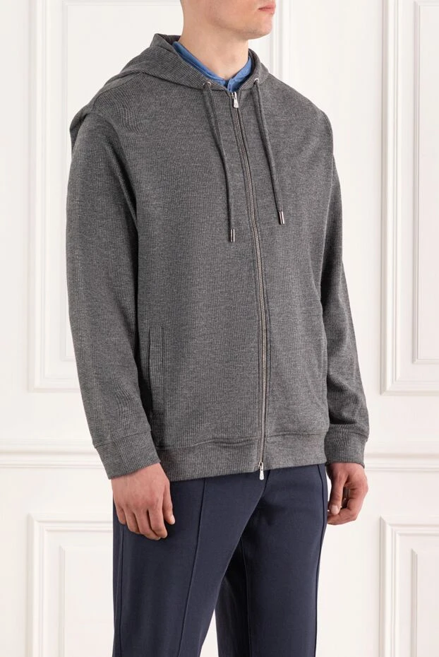 Isaia шерстяная толстовка на молнии в клетку с капюшоном 185676 - фото 3