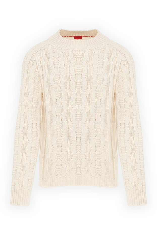 Knitted white men's sweater made of silk and cashmere - photo 1