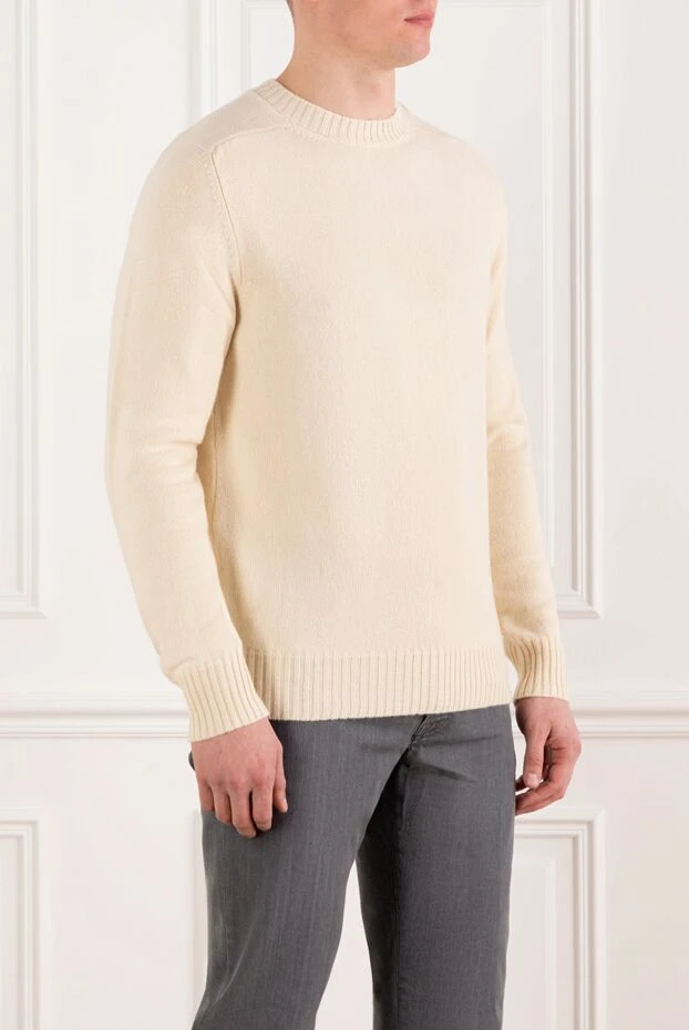 Isaia кашемировый джемпер мужской вязаный белый 185678 - фото 3