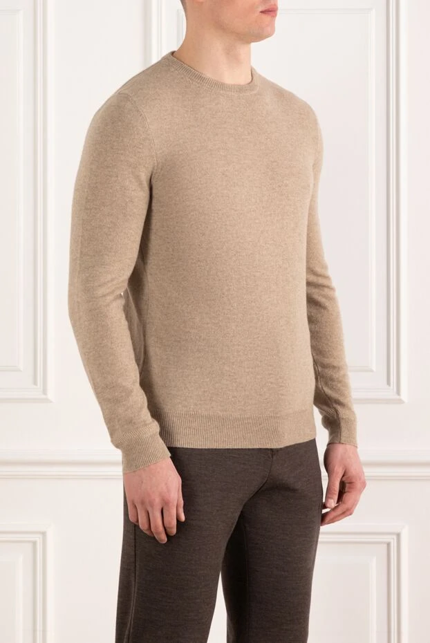 Isaia кашемировый джемпер мужской вязаный бежевый 185679 - фото 3