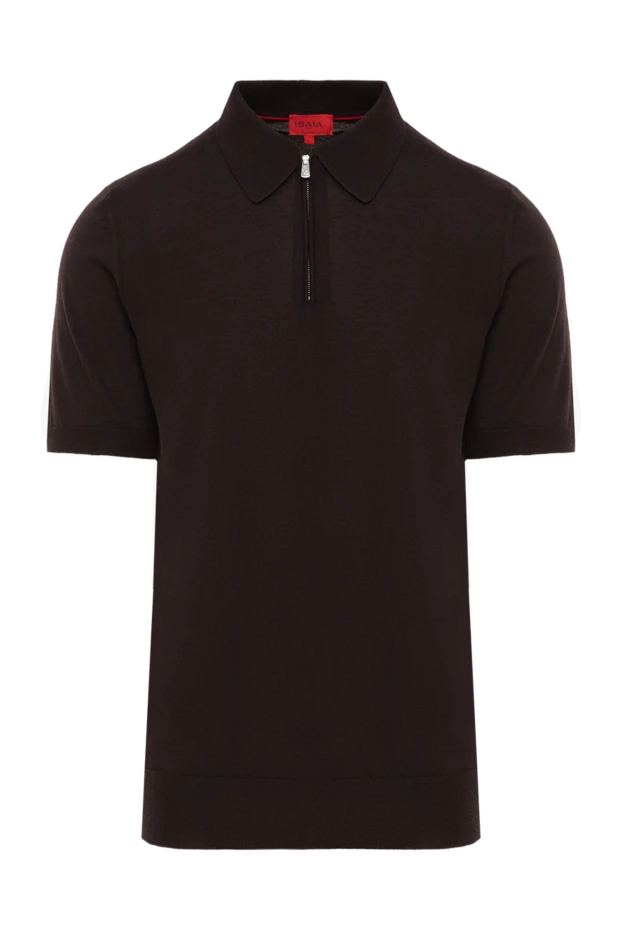 Cashmere polo with zipper, brown, men's - photo 1