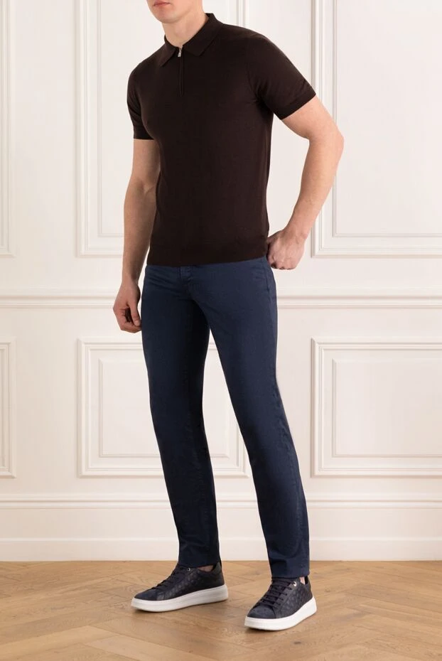 Isaia кашемировое поло на молнии коричневое мужское 185680 - фото 2