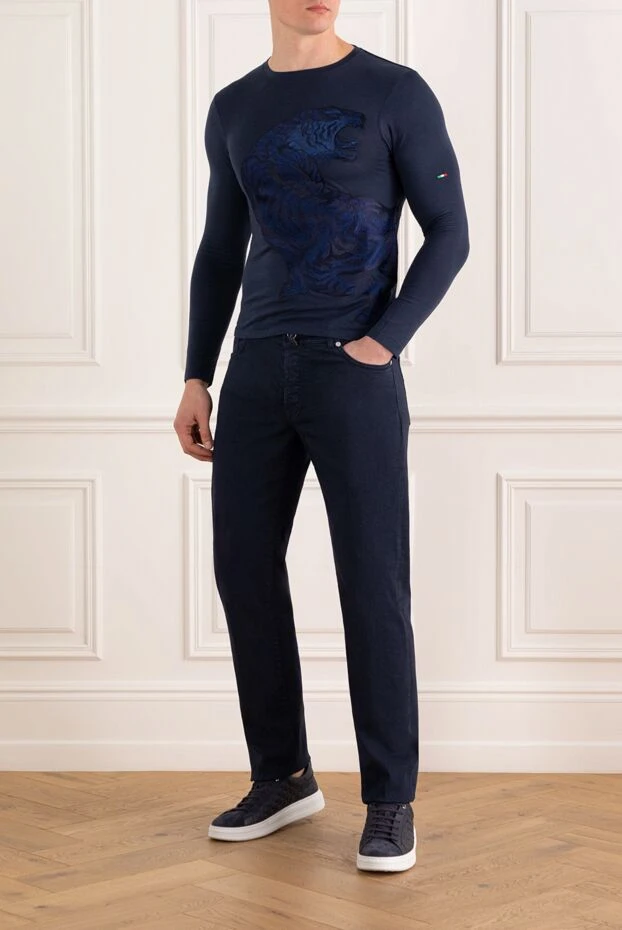Kiton джинсы синие хлопковые мужские на пуговицах 185686 - фото 2