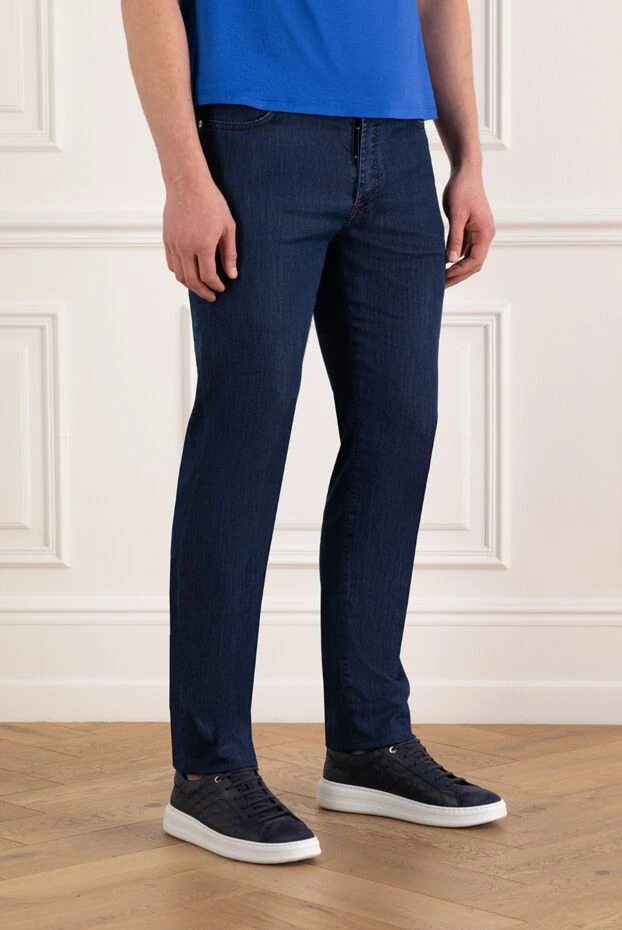 Kiton түрлі-түсті екпіні бар қою көк, мақтадан жасалған ауыр джинсы
 185691 - фото 3