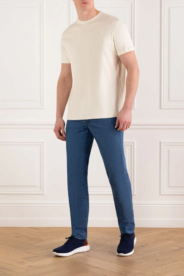 Kiton қызыл тігісімен ерлер көк тар джинсы 185697 - фото 2