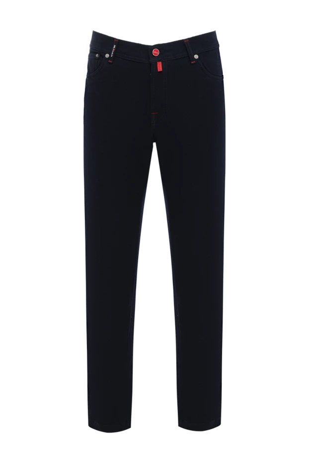 Жүн мен мақтадан тігілген ерлердің көк түсті түзу джинсы - фото 1