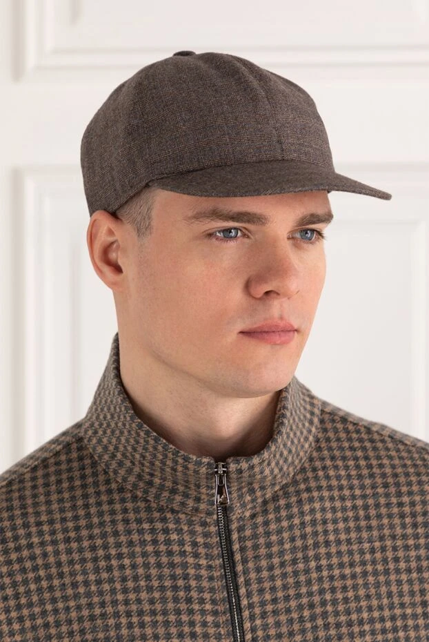 Кашемировая кепка теплая коричневая - фото 2