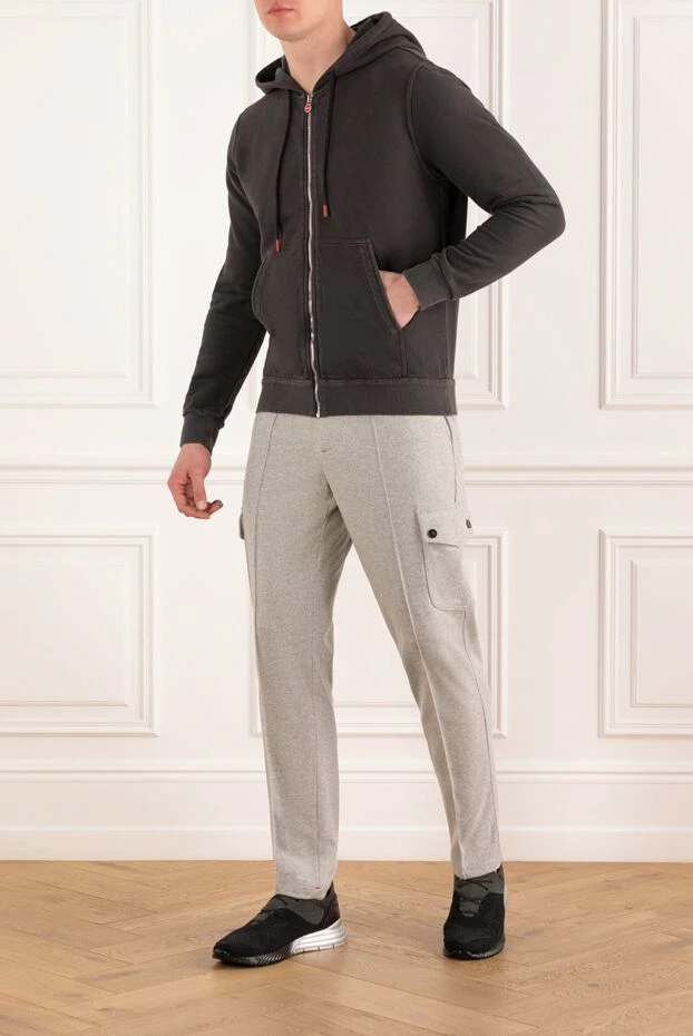 Kiton кофта спортивная серая мужская с капюшоном 185706 - фото 2