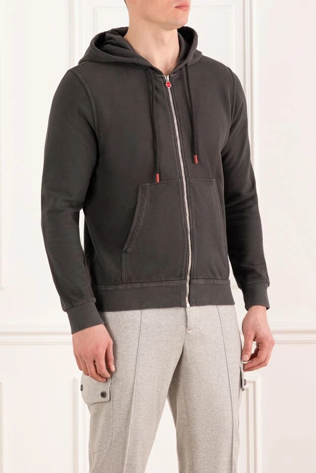 Kiton капюшоны бар сұр ерлер спорттық курткасы 185706 - фото 3