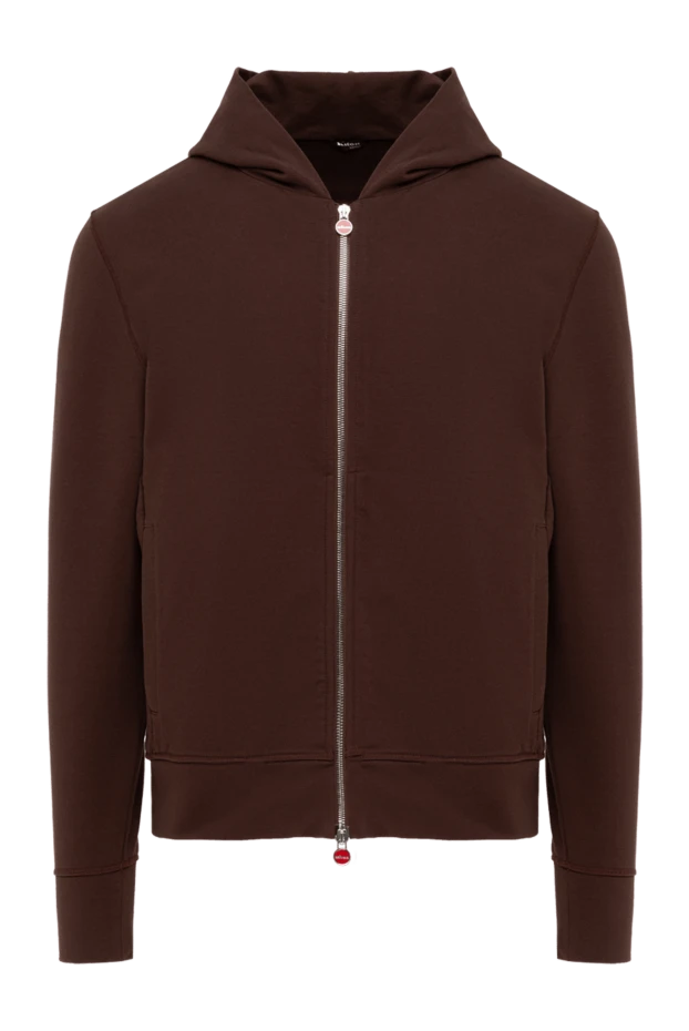 Кофта спортивная мужская коричневая с капюшоном - фото 1