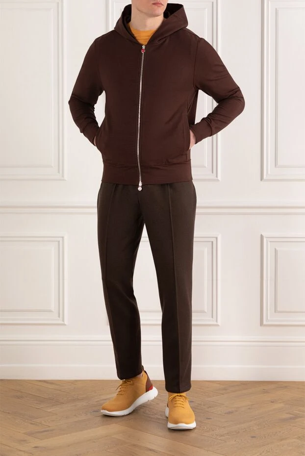 Kiton кофта спортивная мужская коричневая с капюшоном 185707 - фото 2