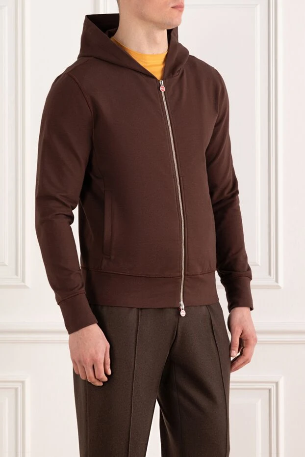 Kiton капюшоны бар ерлерге арналған қоңыр спорттық күрте 185707 - фото 3