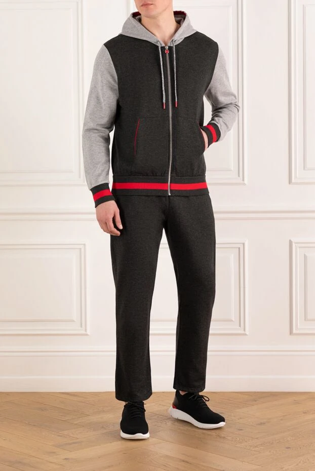 Kiton спортивный мужской костюм из хлопка и кашемира серый 185709 - фото 2
