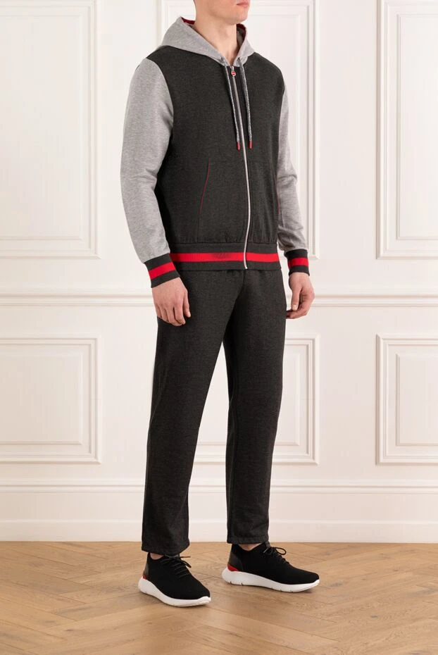 Kiton мақта мен кашемирден тігілген ерлер спорттық костюмі, сұр түсті 185709 - фото 3