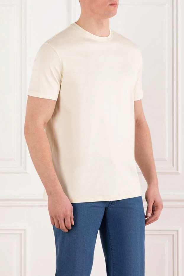 Isaia классическая футболка с круглым вырезом в оттенке айвори 185715 - фото 3