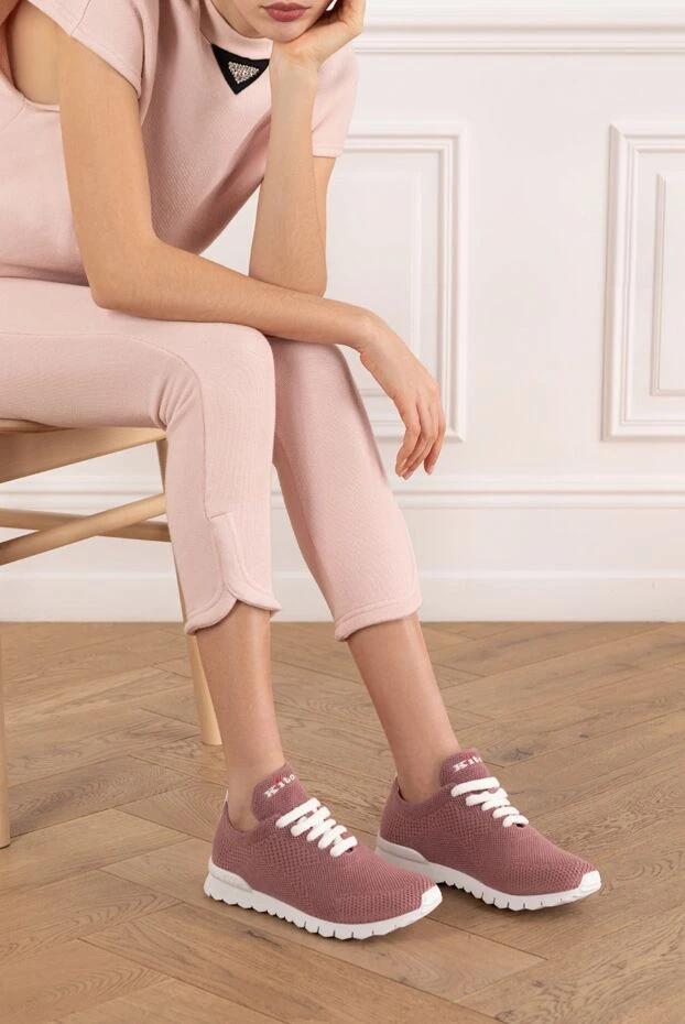 Kiton розовые кроссовки модели fit из кашемира женские 185719 - фото 2