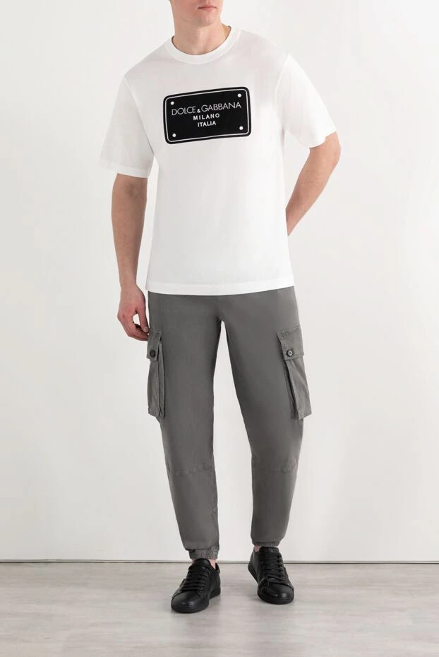 Dolce & Gabbana футболка из хлопка с принтом dg белая мужская 185945 - фото 2