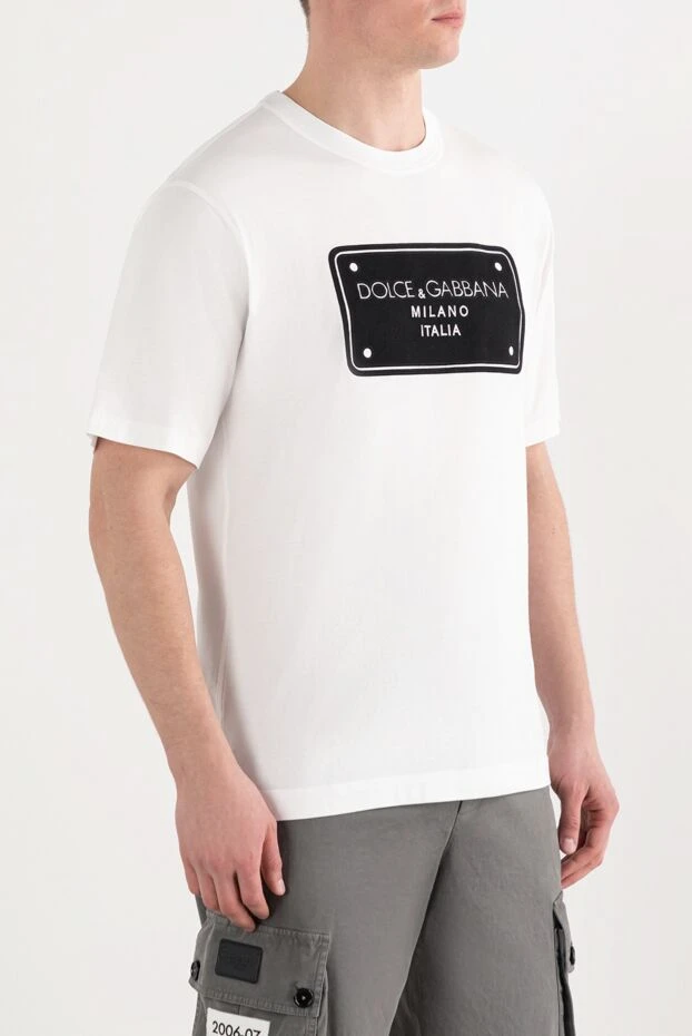 Dolce & Gabbana футболка из хлопка с принтом dg белая мужская 185945 - фото 3