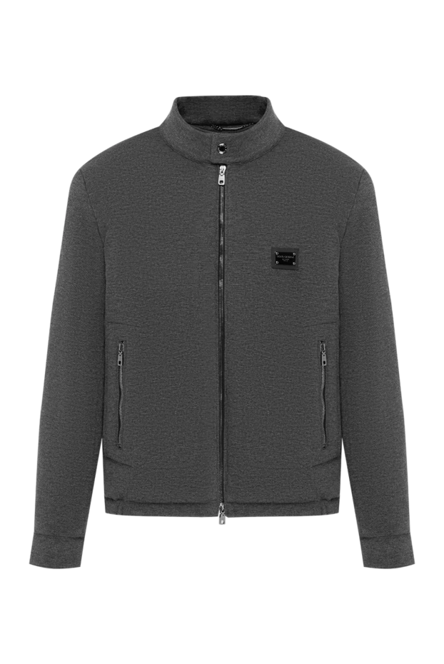 Металл логотипі және тік жағасы бар ерлер сұр күртеше - фото 1