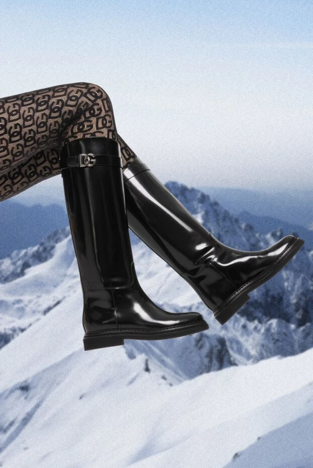 Dolce & Gabbana черные сапоги с металлическим логотипом dg кожаные
 185950 - фото 2