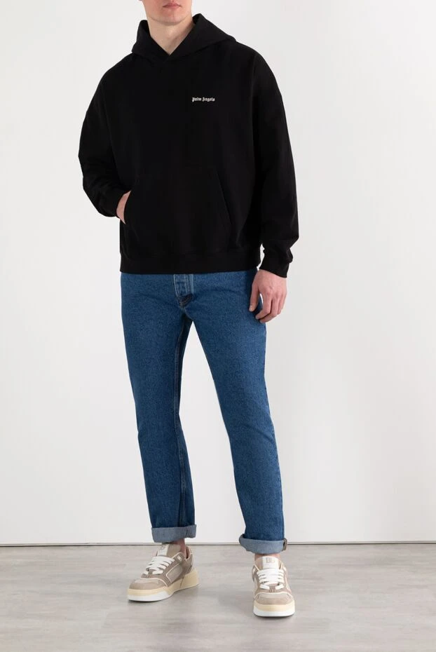 Palm Angels black men's cotton hoodie with logo 185957 - photo 2
