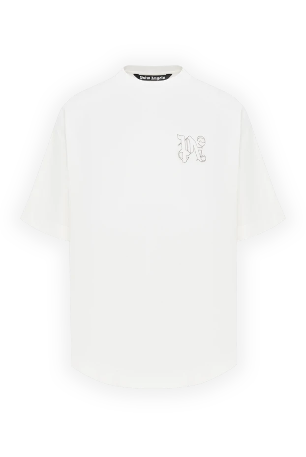 Белая мужская футболка из хлопка с логотипом - фото 1