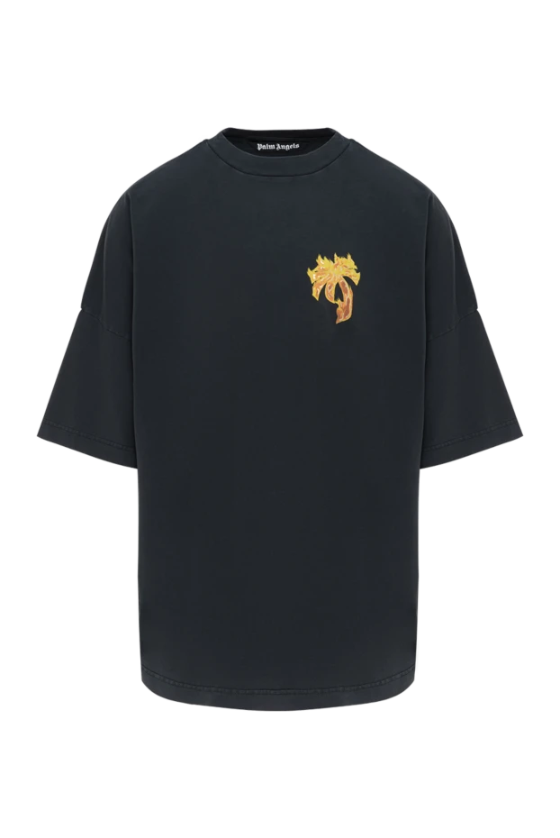 Жалындаған пальма ағашы ерлерге арналған үлкен өлшемді қара футболка - фото 1