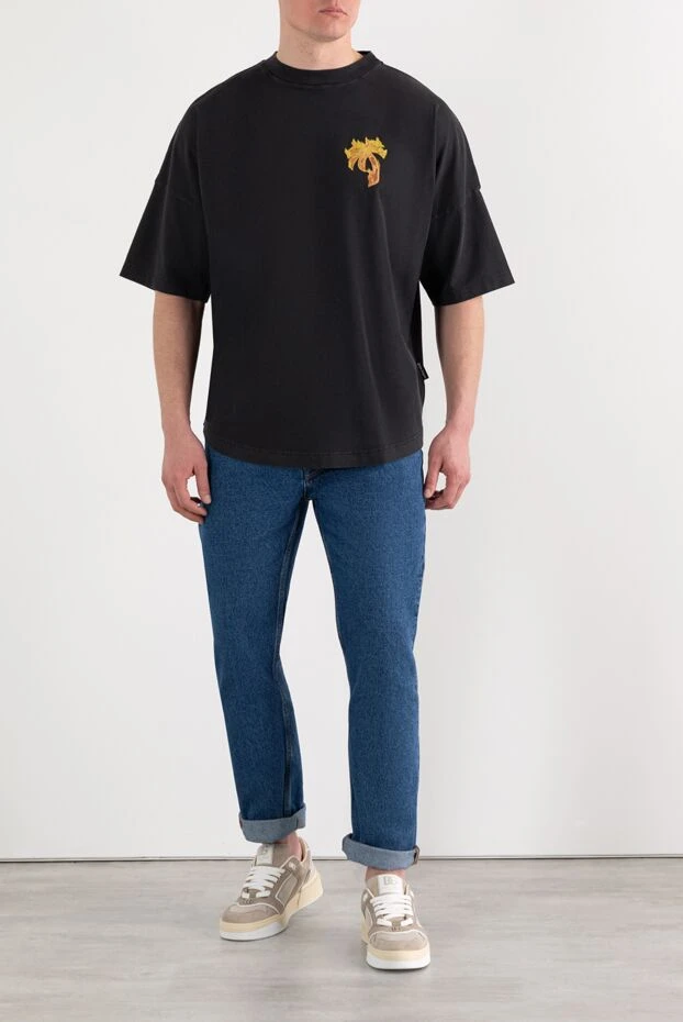 Palm Angels жалындаған пальма ағашы ерлерге арналған үлкен өлшемді қара футболка 185961 - фото 2