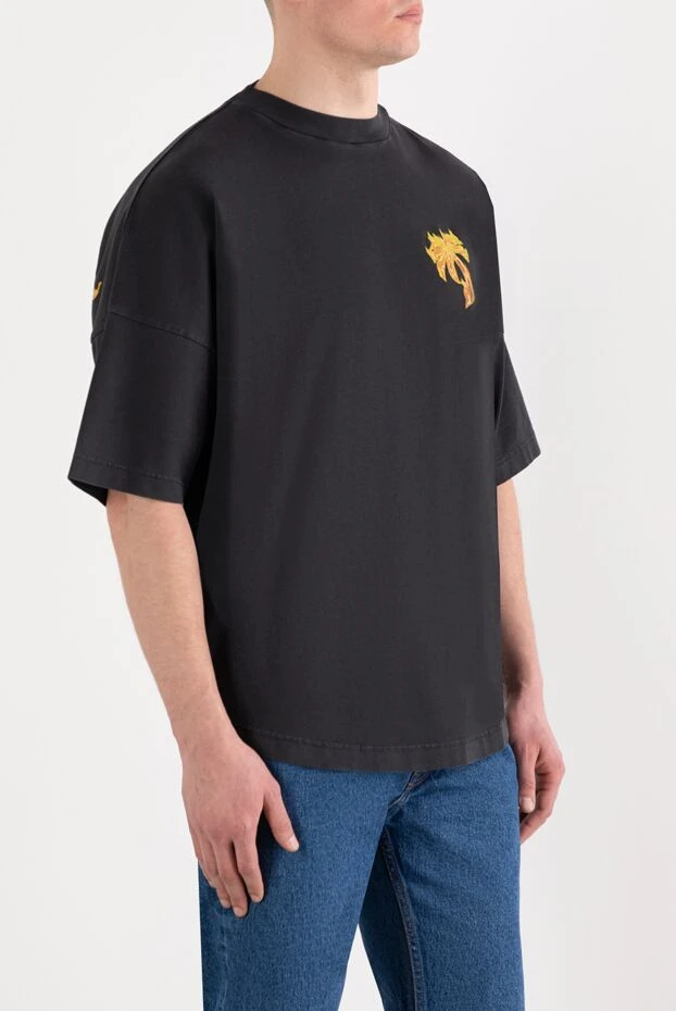 Palm Angels жалындаған пальма ағашы ерлерге арналған үлкен өлшемді қара футболка 185961 - фото 3