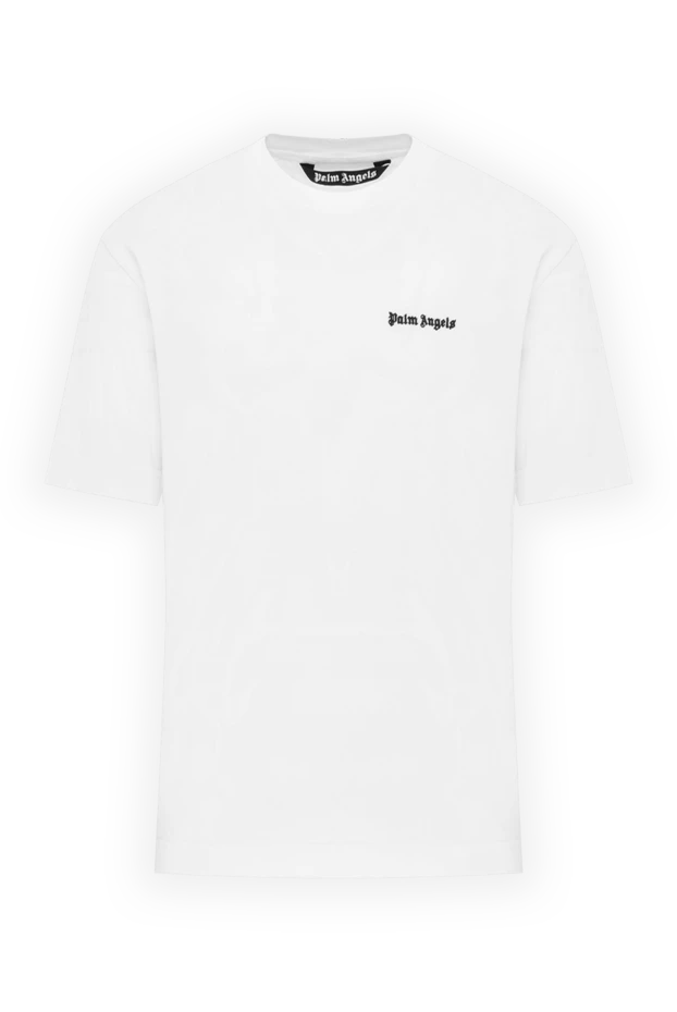 Классическая белая футболка из хлопка с вышитым логотипом - фото 1