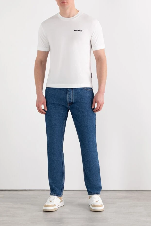 Palm Angels классикалық ақ мақта матадан тігілген логотипі бар футболка 185964 - фото 2