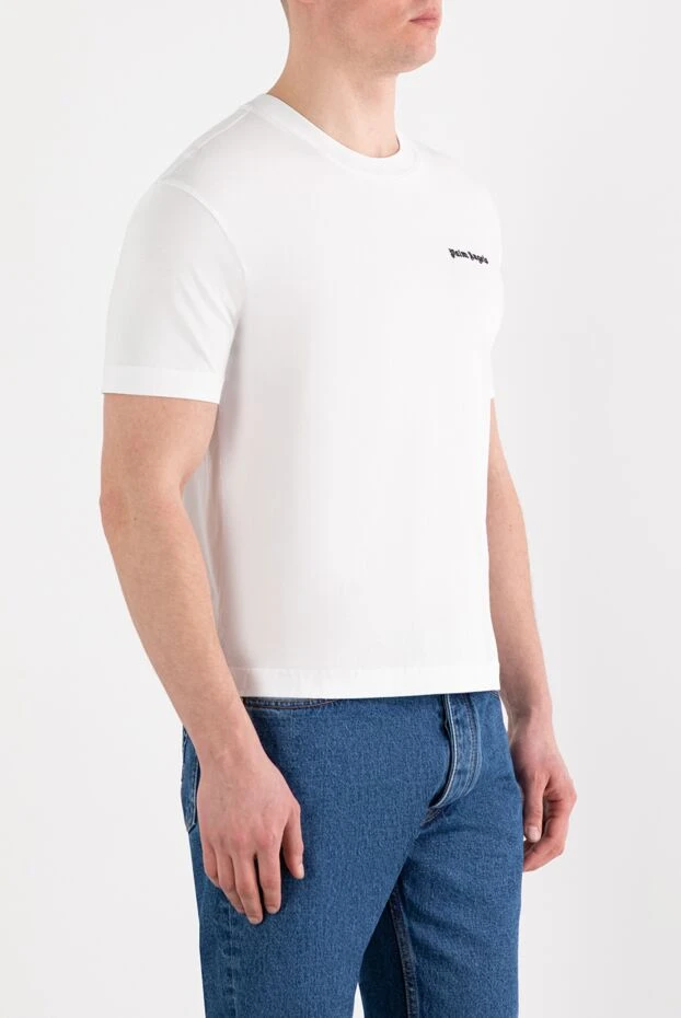 Palm Angels классикалық ақ мақта матадан тігілген логотипі бар футболка 185964 - фото 3