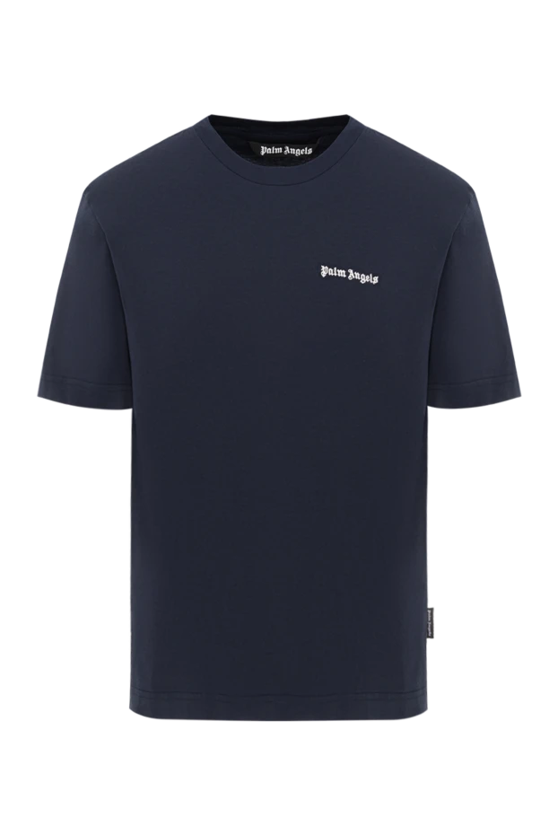 Мужская футболка синяя из хлопка с логотипом - фото 1