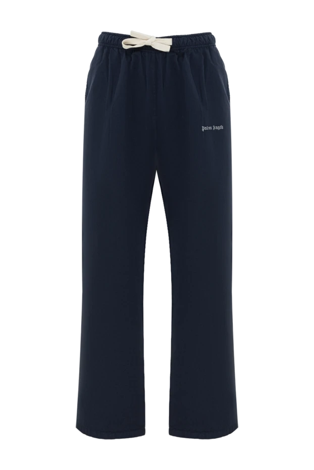 Blue men's cotton drawstring trousers - photo 1