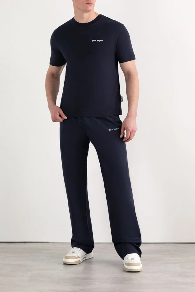 Palm Angels синие мужские брюки из хлопка на кулиске 185969 - фото 2