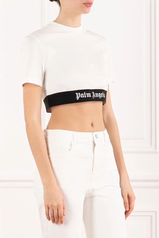 Palm Angels women's white logo crop top 185975 - photo 3