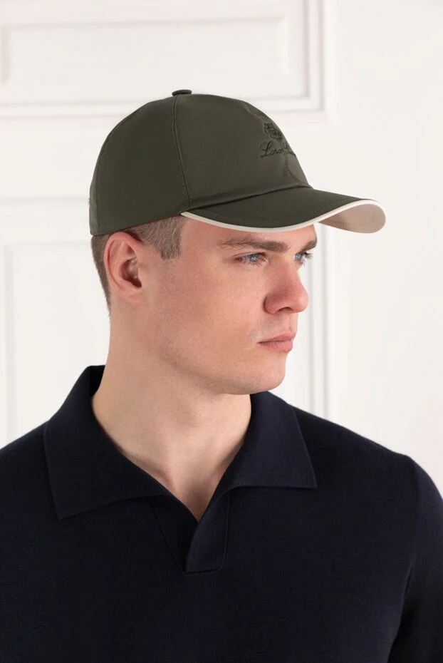 Olive colored baseball cap made of soft fabric with embroidery - photo 2