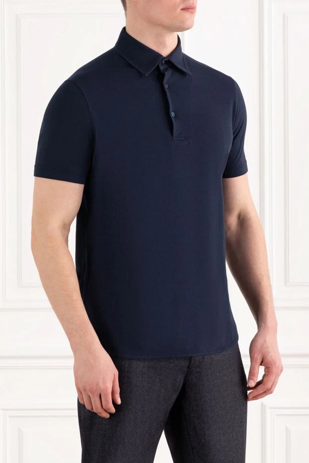 Loro Piana cotton pique polo shirt blue 185988 - photo 3