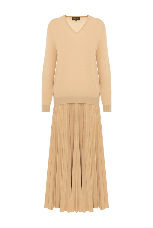 Beige cashmere suit with pleated skirt - photo 1
