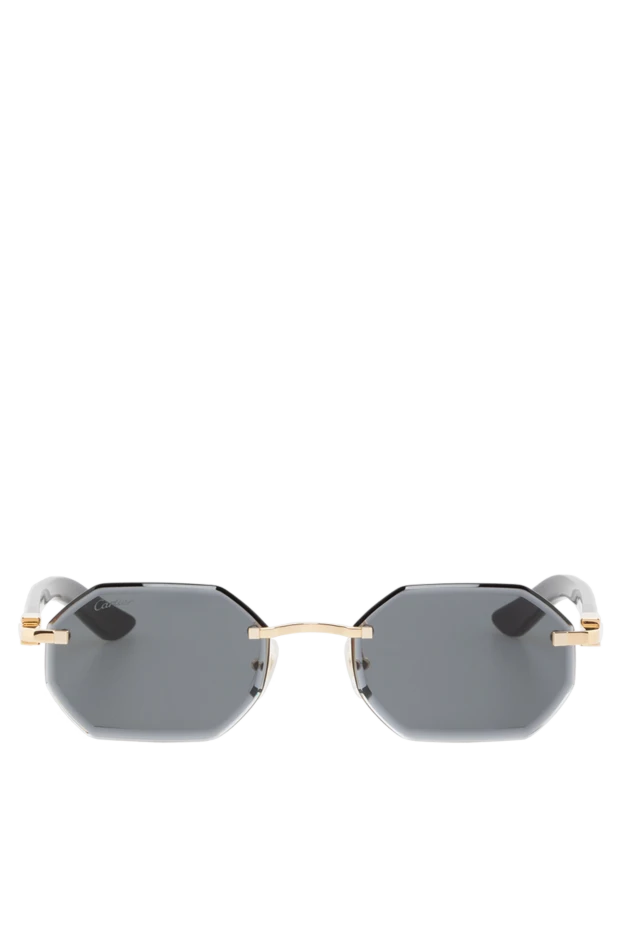 Солнцезащитные мужские очки Exception золотые с заушниками из дерева - фото 1