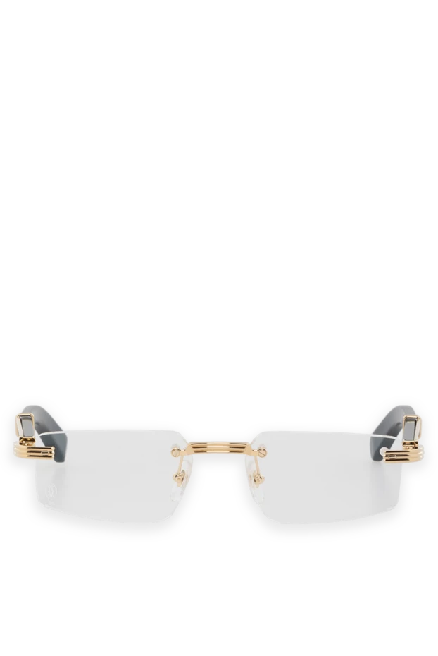 Безоправные солнцезащитные очки мужские золотые - фото 1