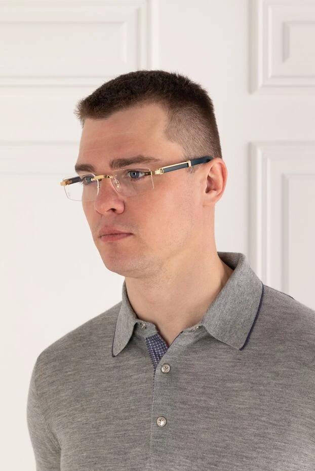 Безоправные солнцезащитные очки мужские золотые - фото 2